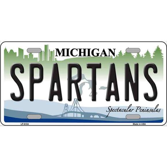 NCAA  Michigan State License Plate Background Spartans Metal Tag Wall Sign New - Picture 1 of 3
